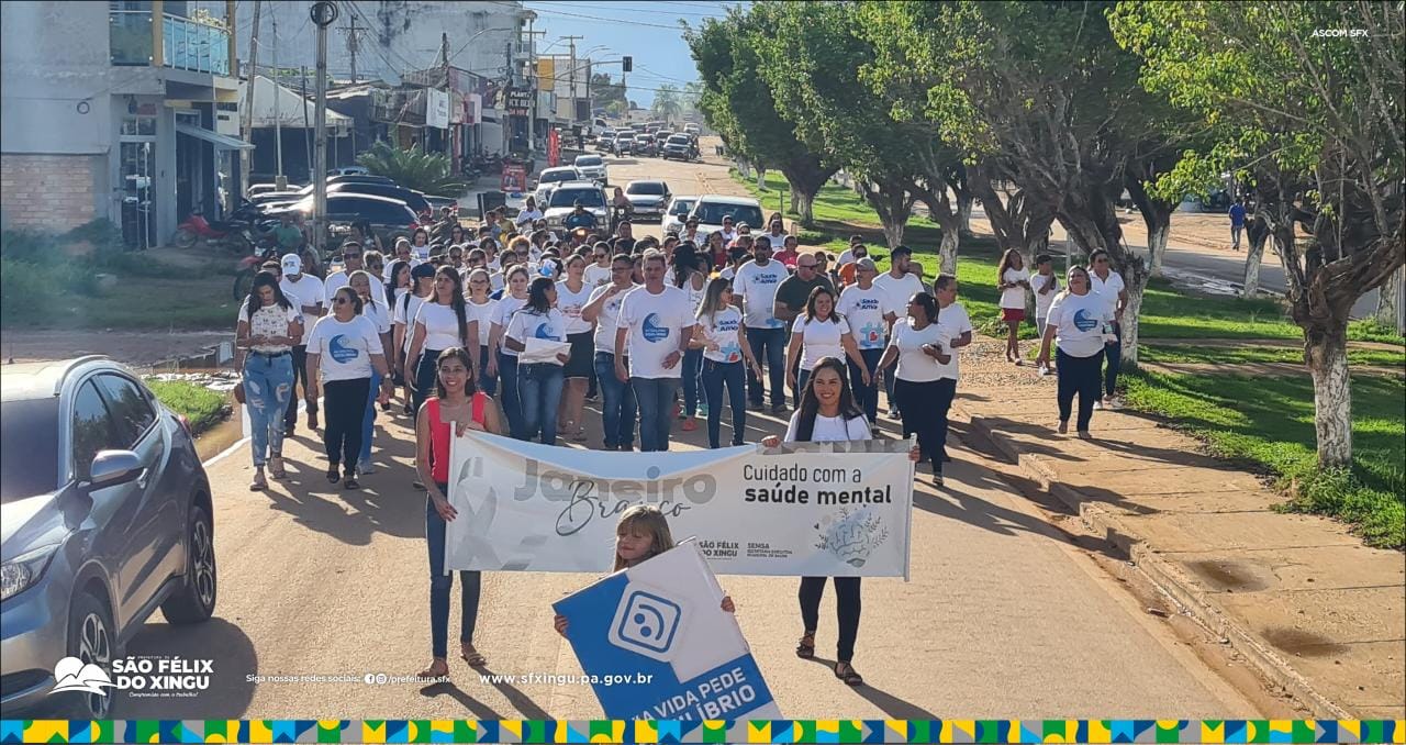 Caminhada e distribuição de panfletos marcam o encerramento do Janeiro Branco em alusão à Saúde Mental no Xingu